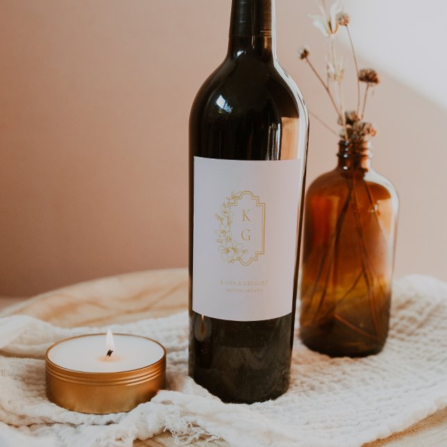 Rótulo de Vinho de Casamento do Monograma de Pé Bo (Criador carregado)