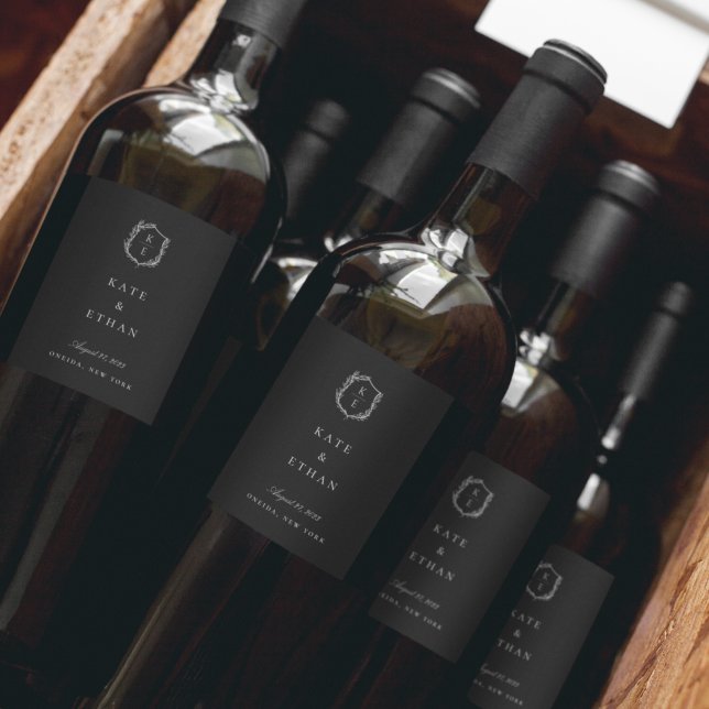 Rótulo de Vinho de Casamento do Monograma de Pé Bo (Criador carregado)