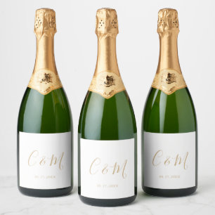 Rótulo de Vinho de Casamento do Monograma Dourado