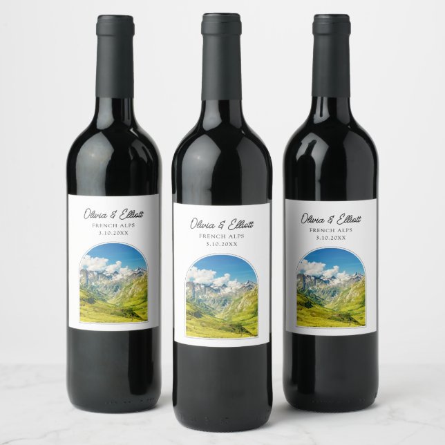 Rótulo de Vinho de Casamento dos Alpes Franceses (Garrafas)
