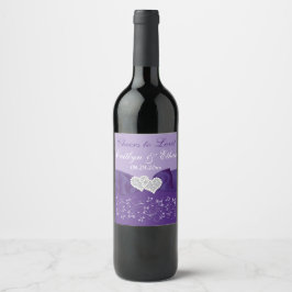 Rótulo de Vinho de Casamento Floral Branco Roxo-AR