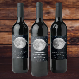 Rótulo de Vinho de Casamento Lunar