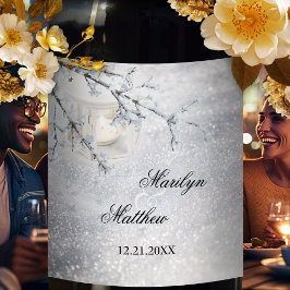 Rótulo de Vinho de Casamento no inverno de Natal c