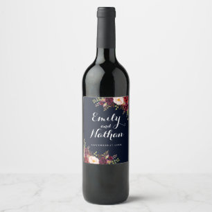 Rótulo de Vinho de Casamento outono Floral do Mari