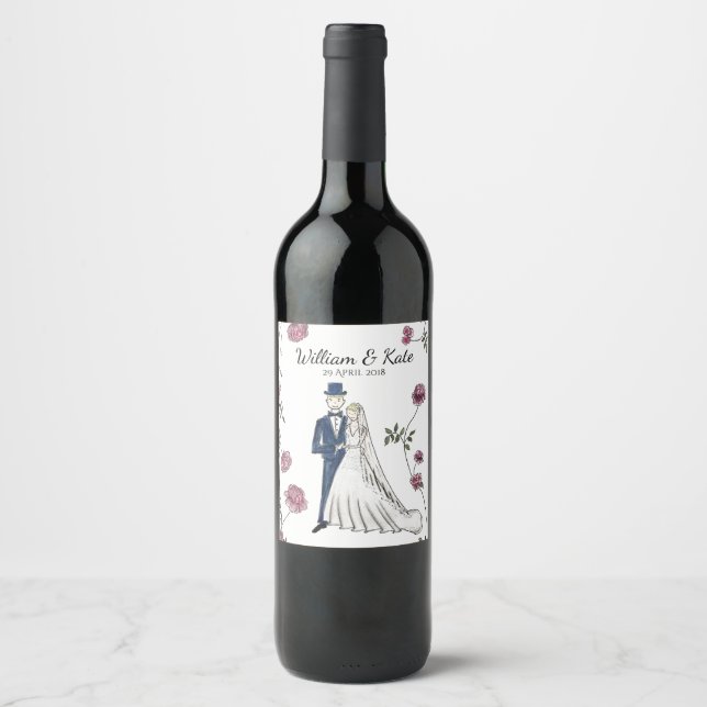 Rótulo de Vinho de Casamento Personalizado (Frente)