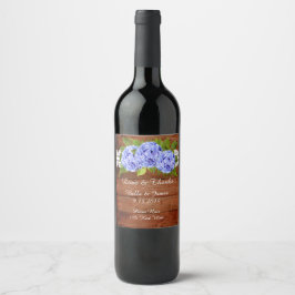 Rótulo de Vinho de Casamento Rustic Lace Blue Hydr