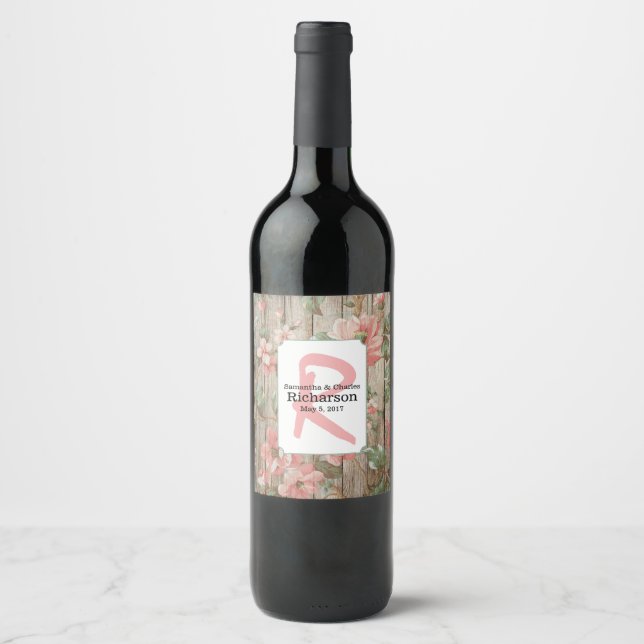 Rótulo de Vinho de Casamento Rustic Primavera (Frente)