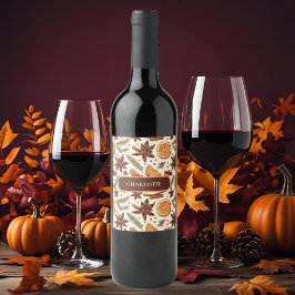 Rótulo de Vinho de Especiarias Cozy - Nome Persona