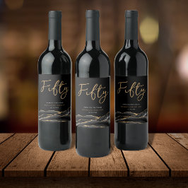 Rótulo de vinho de Festa de aniversário Preto Dour