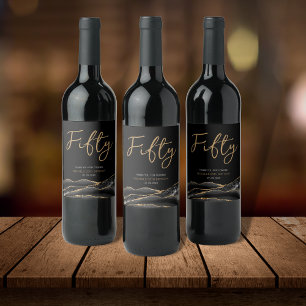 Rótulo de vinho de Festa de aniversário Preto Dour