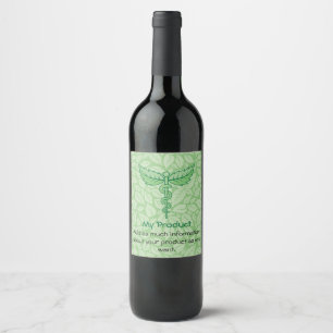 Rótulo de Vinho de Fundo Caduceus com Folhas