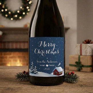 Rótulo de Vinho de Natal de Cabana de Inverno Acon