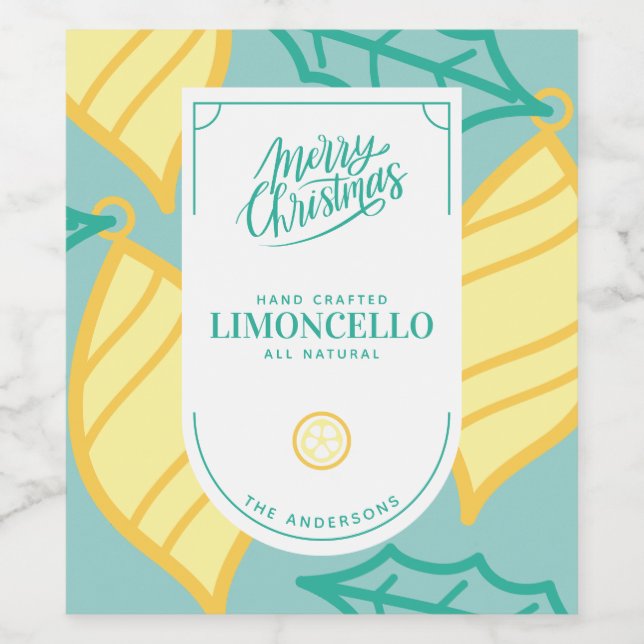 Rótulo de Vinho de Natal do Limoncello Festivo (Rótulo Único)