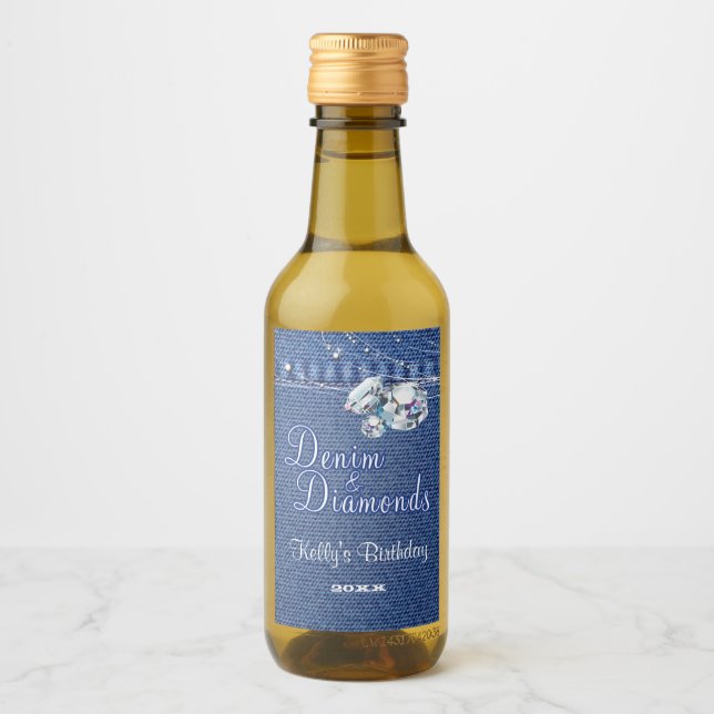 Rótulo de Vinho Denim e Diamantes (Frente)