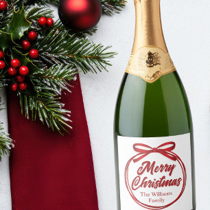 Rótulo de Vinho do Arco Vermelho de Fita de Natal