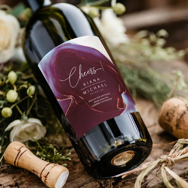 Rótulo de Vinho do Casamento de Fluxo de Tinta ID7 (Criador carregado)