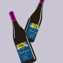 Rótulo de Vinho do Casamento de Girassol Azul