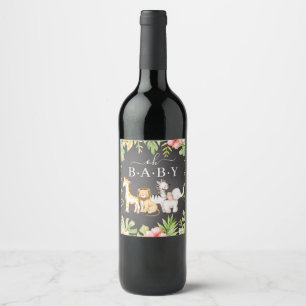 Rótulo de Vinho do Chá de fraldas da Selva de Bebê