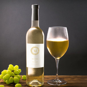 Rótulo de Vinho do Monograma de Terra Deco Dourada