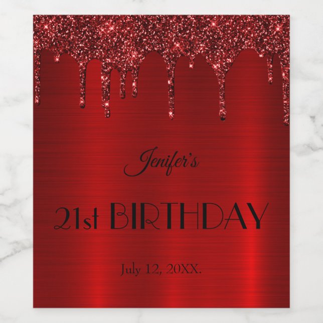 Rótulo de Vinho do Paraíso Vermelho Metálico (Rótulo Único)