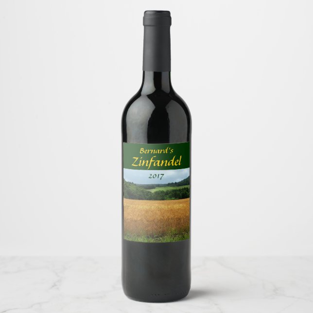 Rótulo de Vinho dos Campos de Colheita de Grãos (Frente)