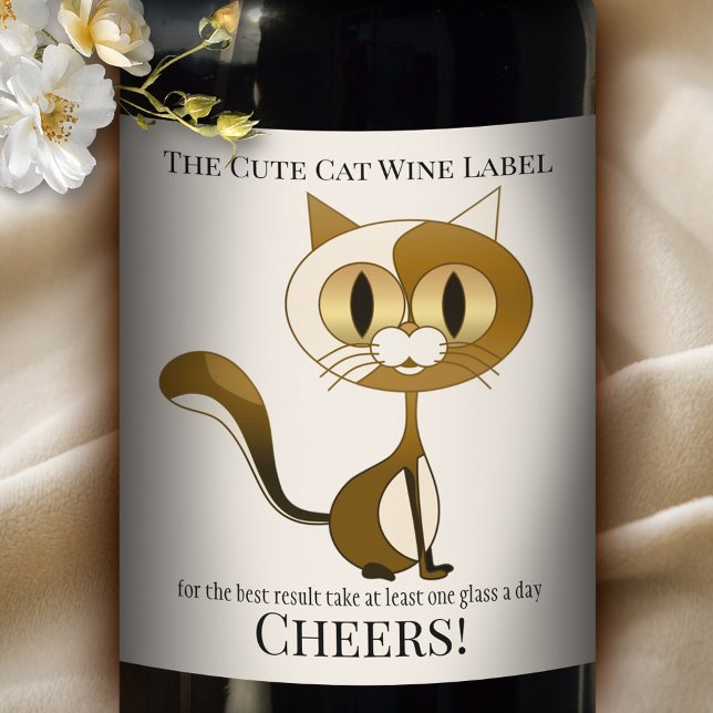 Rótulo de Vinho Engraçado de Gato Louco (Criador carregado)