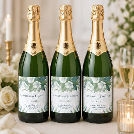 Rótulo de Vinho Espumante Casamento Verde Salvia E