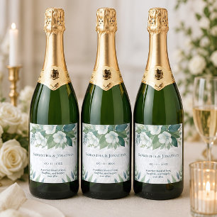 Rótulo de Vinho Espumante Casamento Verde Salvia E