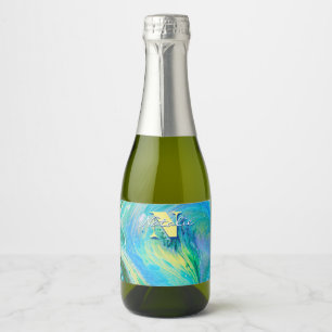 Rótulo de Vinho Espumante de Arte Acritiva Azul Aq