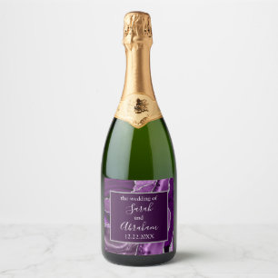 Rótulo de Vinho Espumante de Casamento Ágata Prata