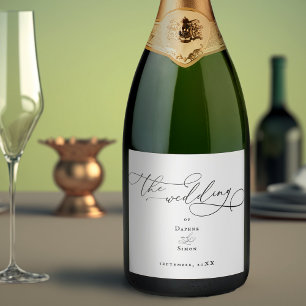 Rótulo de Vinho Espumante de Casamento com Letra M