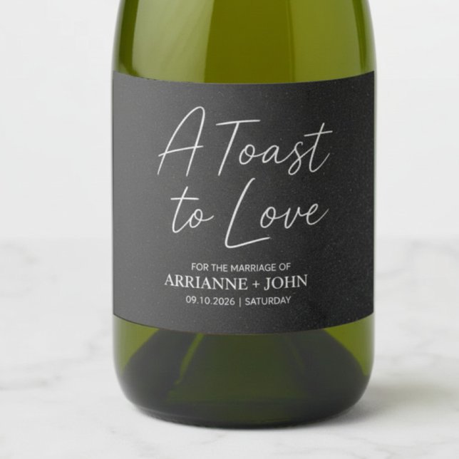 Rótulo de Vinho Espumante de Casamento Preto Moder (Criador carregado)