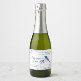 Rótulo de Vinho Espumante de Chá de fraldas Azul