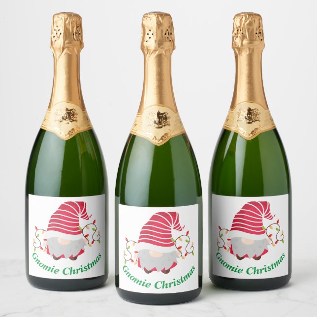 Rótulo de Vinho Espumante de Natal Gnomie (Garrafas)