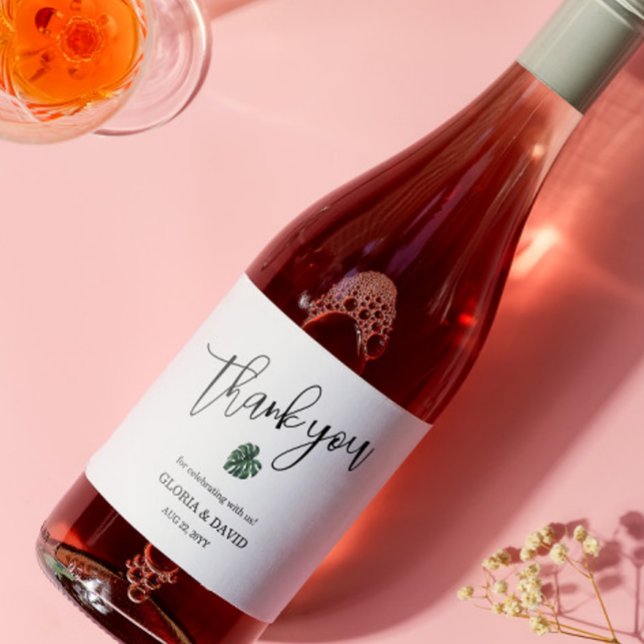 Rótulo de Vinho Espumante do Casamento de Folha Ve (Criador carregado)