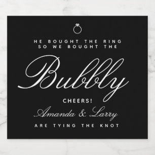 Rótulo de Vinho Espumante do Noivado de casando