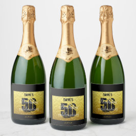 Rótulo de Vinho Espumante Dourado e Preto 50º Aniv