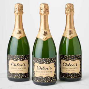Rótulo de Vinho Espumante para Chá de Noiva Luxo C