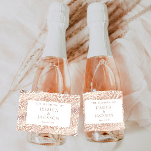 Rótulo de Vinho Espumante Rosa Elegante Floral Dou