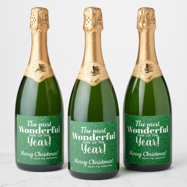 Rótulo de Vinho Espumante Verde de Natal Feliz (Garrafas)