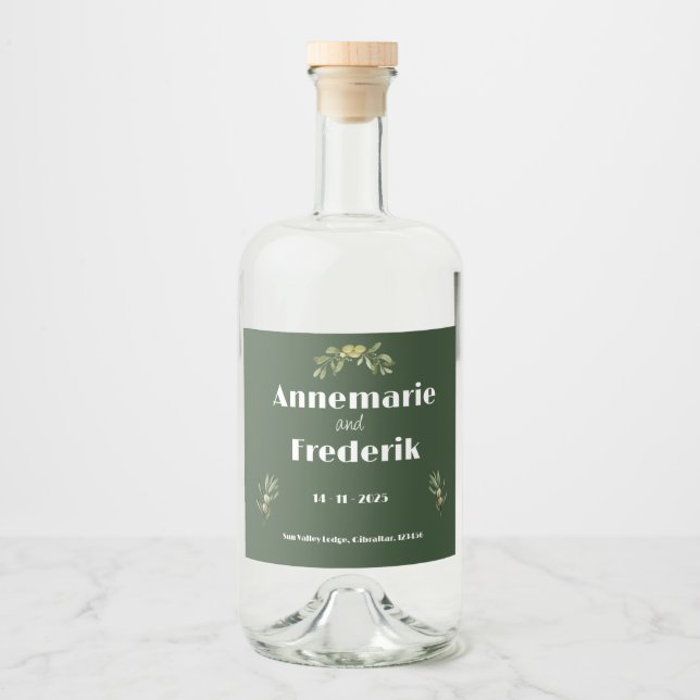Rótulo de Vinho Estimulante Verde-Azeitona Moderno (Frente)