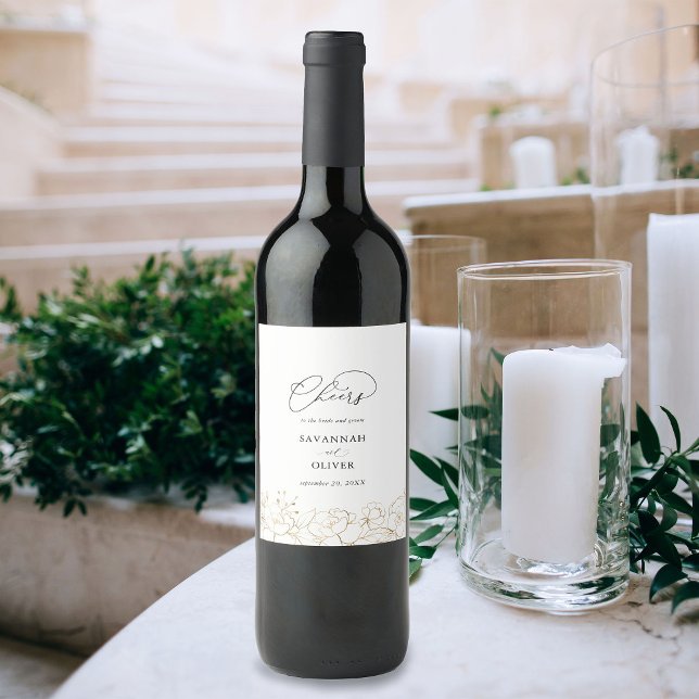 Rótulo de Vinho Floral Dourado 2 (Criador carregado)