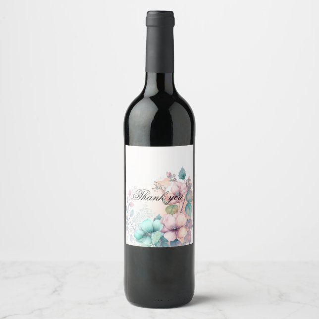 Rótulo de vinho floral Elegante (Frente)