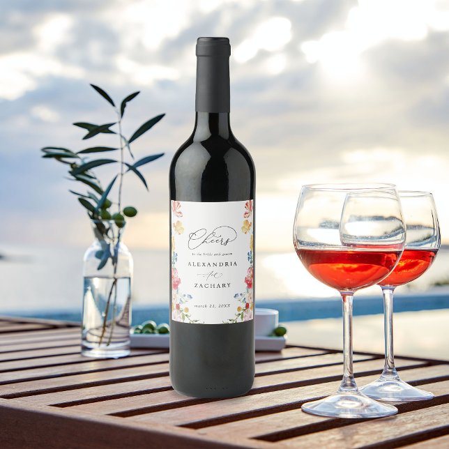 Rótulo de Vinho Florestal de Multicores primavera (Criador carregado)