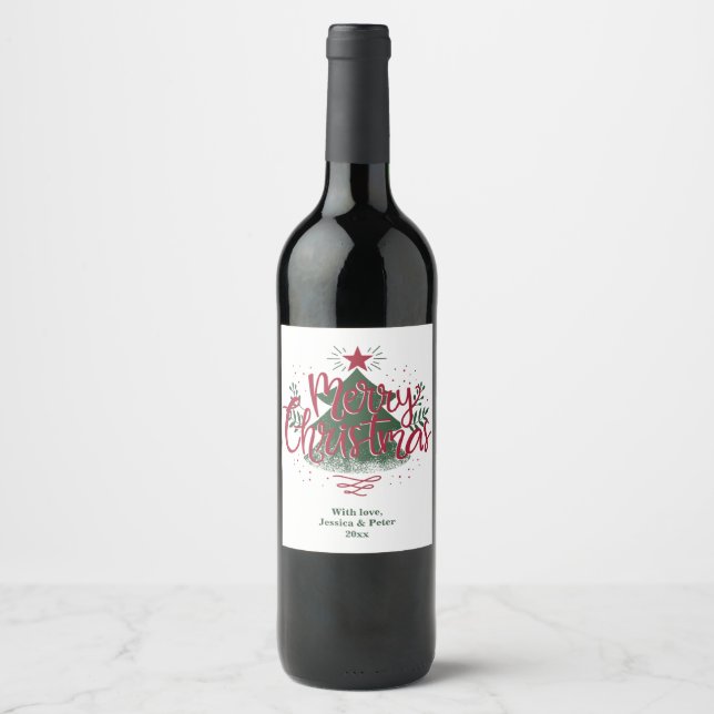 Rótulo de vinho Minimal Merry Christmas (Frente)