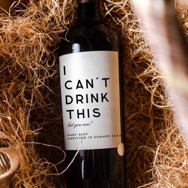 Rótulo de Vinho para Anúncio de Gravidez Simples M (Criador carregado)