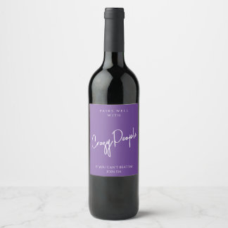 Rótulo de vinho personalizado com modelo roxo louc