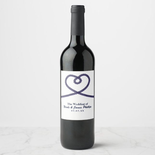Rótulo de Vinho Personalizado Coração Náutico de C (Frente)