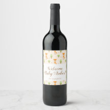 Rótulo de Vinho Personalizado de Iniciais de Bebê