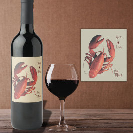 Rótulo de Vinho Personalizado de Lagosta Vermelha